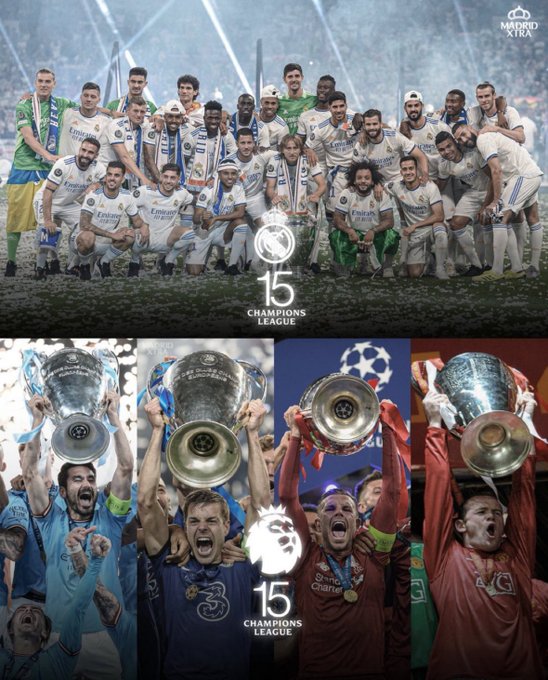 欧冠之王的称号岂是白叫的！皇马欧冠15冠=英超的欧冠冠军总和