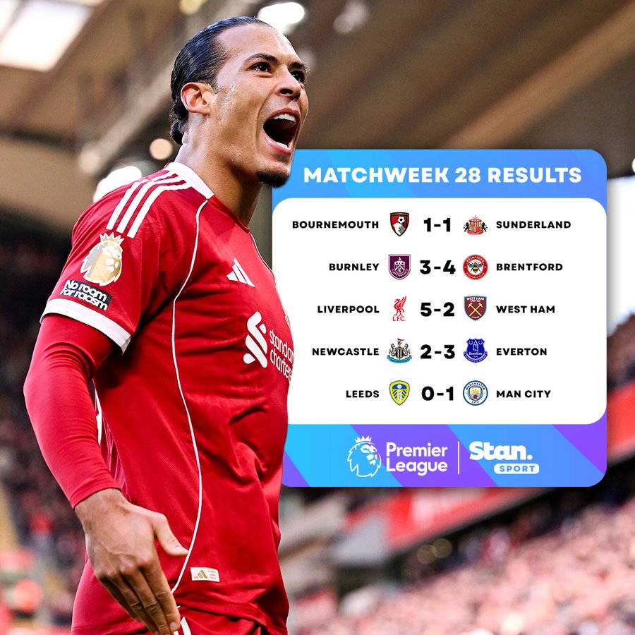 英超迎来疯狂比赛日--3场打进19球，利物浦&铁锤帮轰出7球