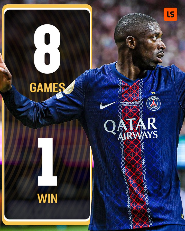 要不然你就别出场了？登贝莱生涯8次面对拜仁，仅取胜1场