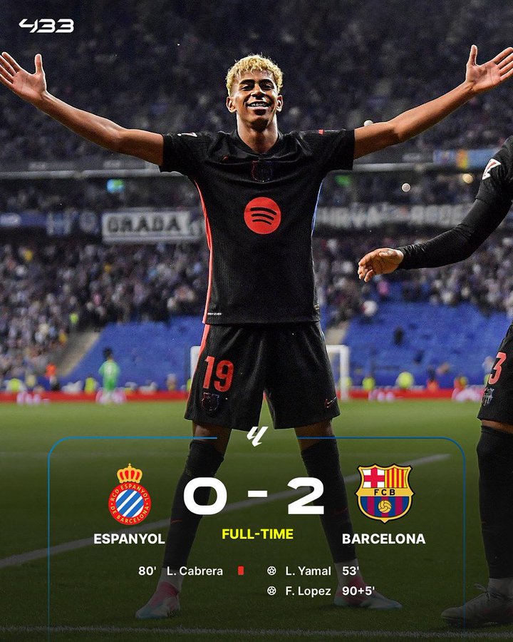 国内三冠王！巴萨2-0击败西班牙人，提前两轮捧起西甲联赛冠军