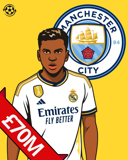 西媒：曼城愿花费7000万英镑的转会费从皇马引进罗德里戈