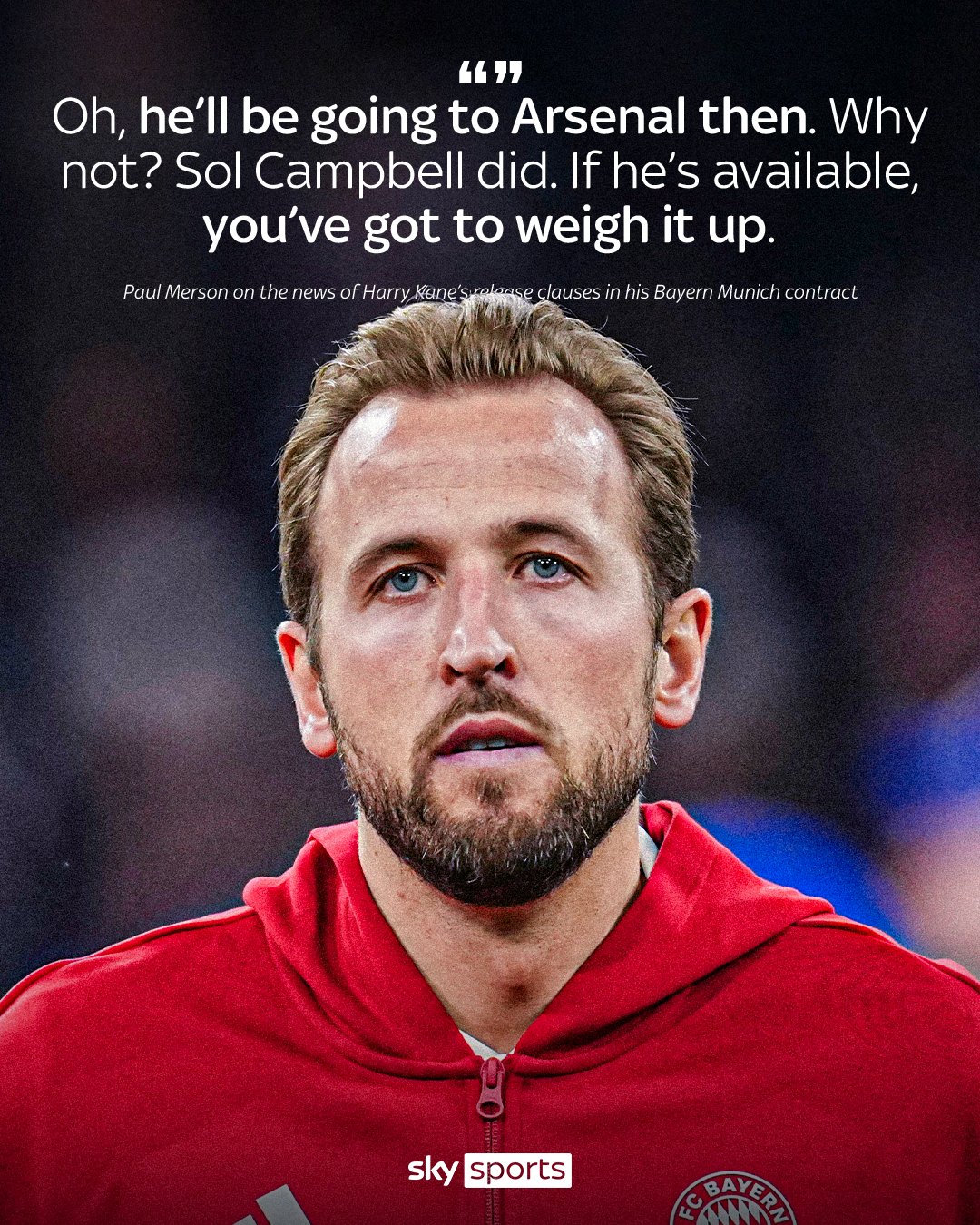 凯恩有夺冠经验吗?默森:阿森纳要想联赛争冠,可以考虑引进凯恩