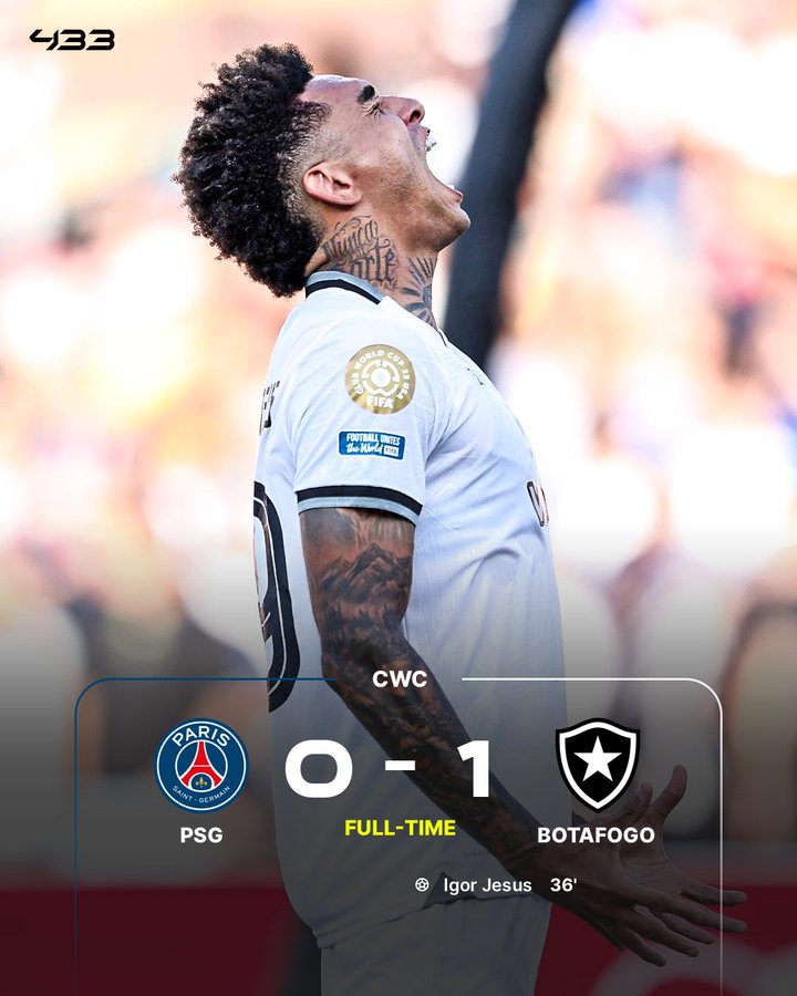 大冷来袭，巴黎告负！世俱杯B组次轮：巴黎0-1不敌博塔弗戈