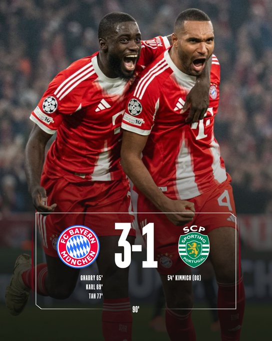 拜仁3-1里斯本:格纳布里传射建功,南大王主场逆转拿下胜利