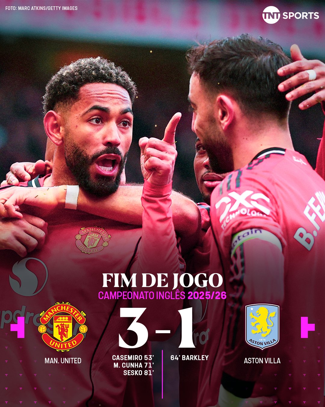 足坛战报：曼联主场3-1完胜维拉；巴萨5-2大胜塞维利亚