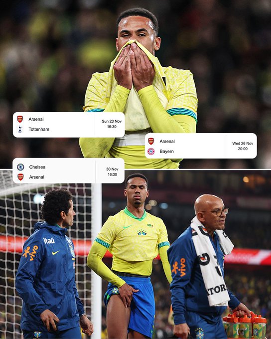 命途多舛！阿森纳之后将迎战热刺，拜仁&切尔西，但加布却伤了