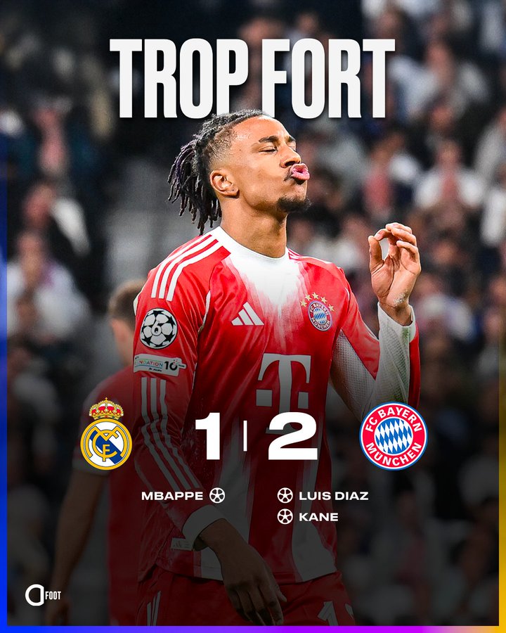 欧冠：迪亚斯&凯恩破门，拜仁2-1皇马；阿森纳1-0绝杀葡体