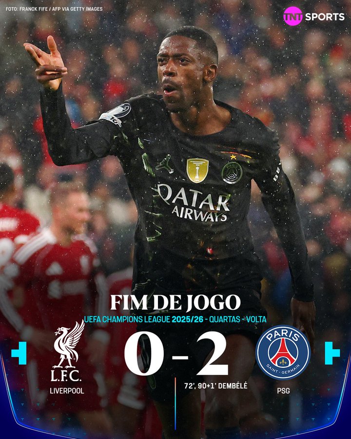 欧冠战况:巴黎总比分4-0淘汰利物浦;巴萨总比分2-3马竞