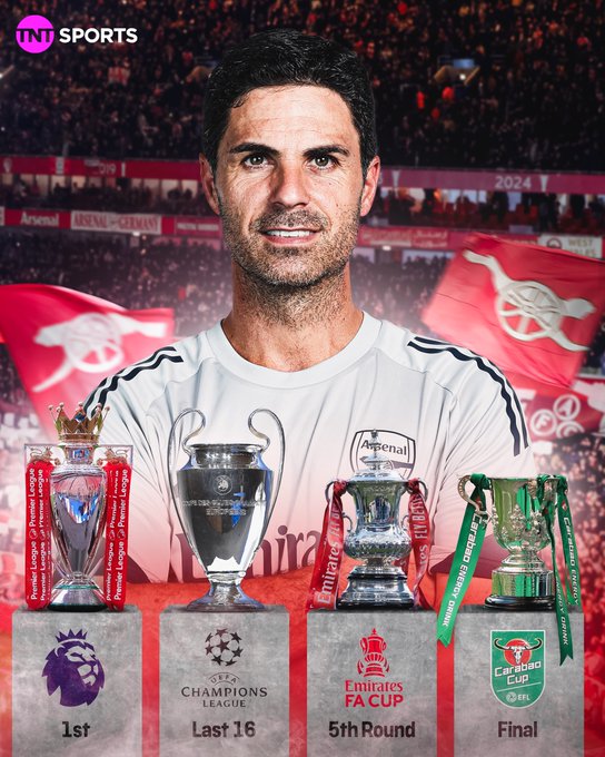 4线争冠，本赛季的阿森纳最终能带回几座奖杯？