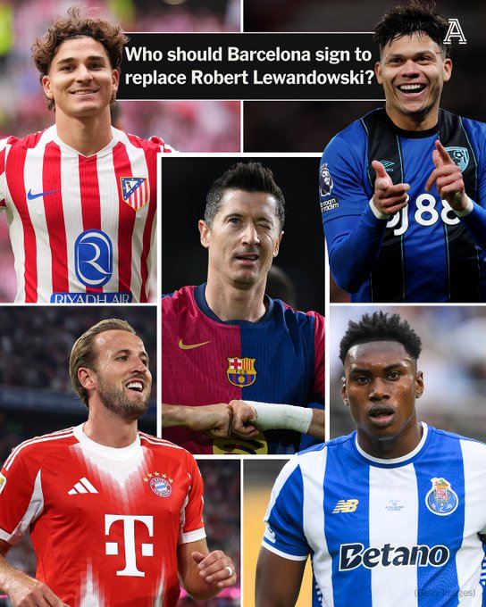 TA:凯恩&阿尔瓦雷斯等4人,已成为巴萨在锋线接替莱万的人选