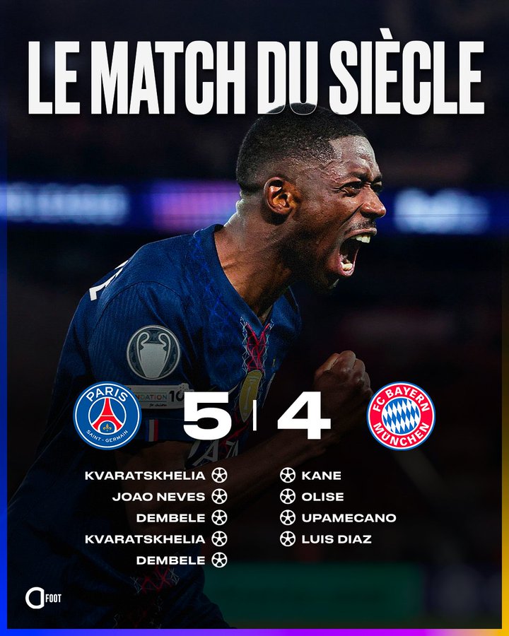 巴黎5-4拜仁：欧冠半决赛一场进9球、神仙打架还是菜鸡互啄？