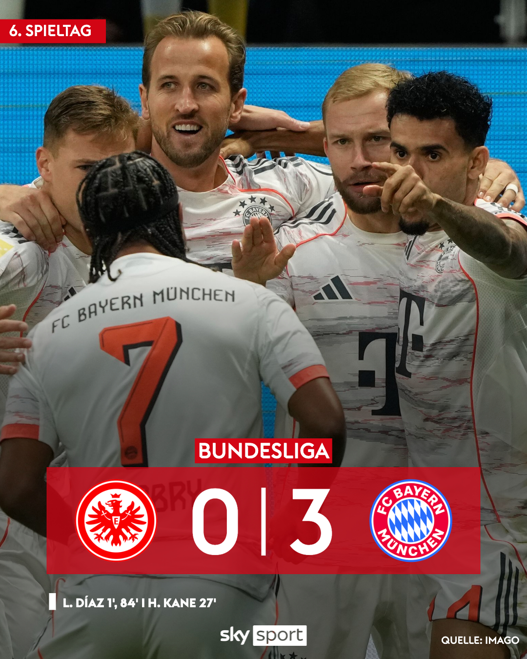 开局十连胜!法兰克福0-3拜仁:迪亚斯梅开二度+助攻独造三球