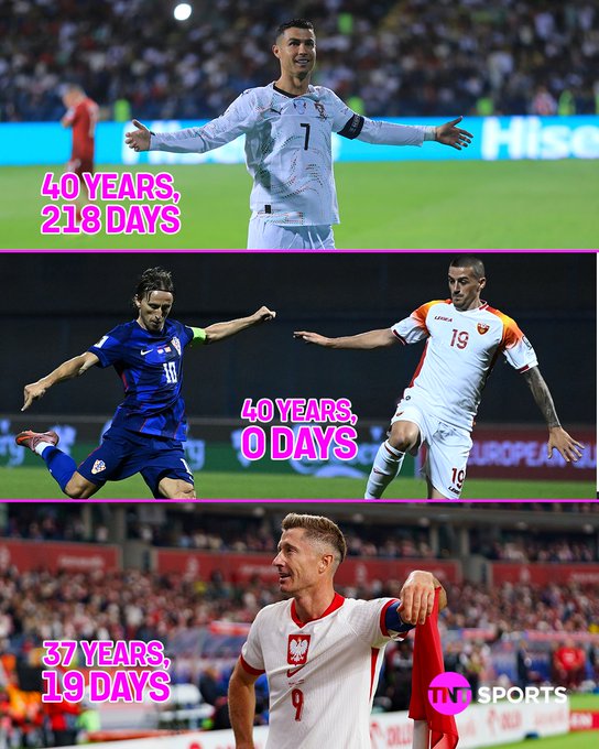 世欧预赛场的老将：C罗和魔笛均已40岁，莱万也已是37岁