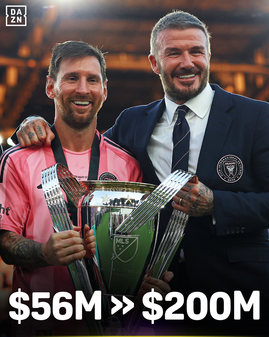 福布斯:自梅西加盟后,迈阿密的收入从0.56亿增长至2亿美元