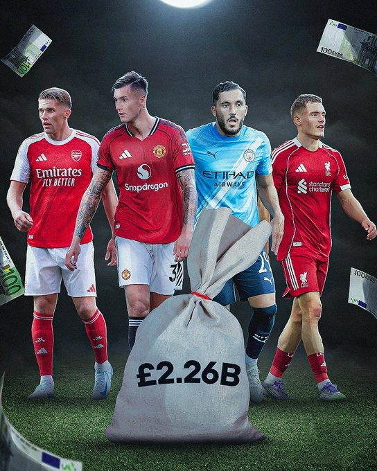 英超夏窗总花费已达到22.6亿英镑，比去年已多出了3亿英镑