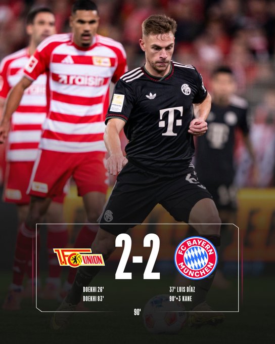 柏林联2-2拜仁:大冷门!拜仁16连胜被终结,但不败仍在延续