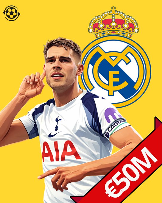 热刺同意？西媒：皇马有意在今年冬窗以5000万欧元引进范德芬