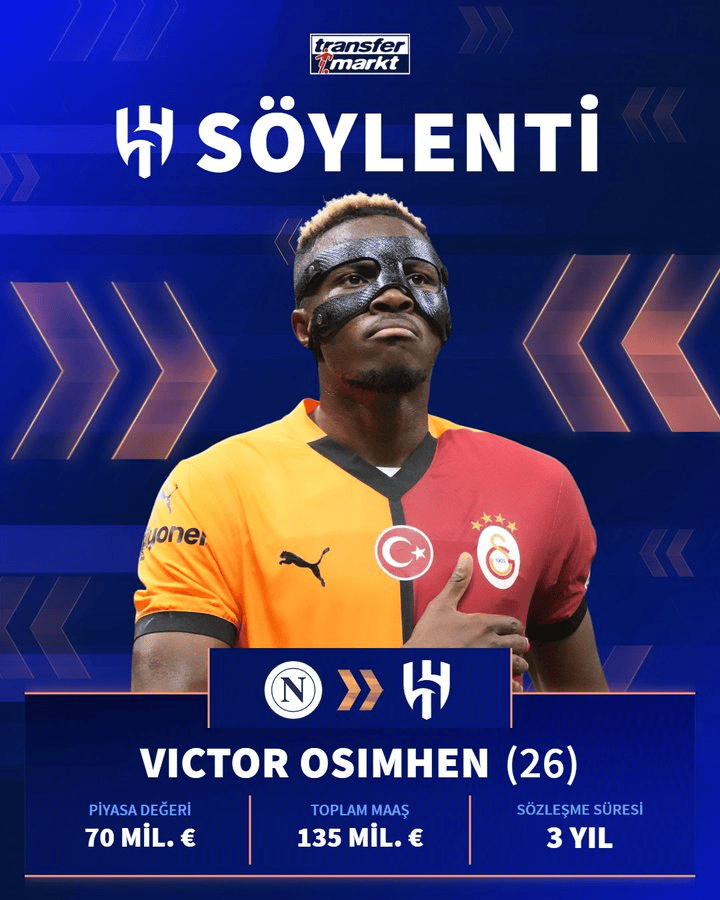 肥皂剧依旧还在拉扯！队报：新月将重启同奥斯梅恩的转会谈判