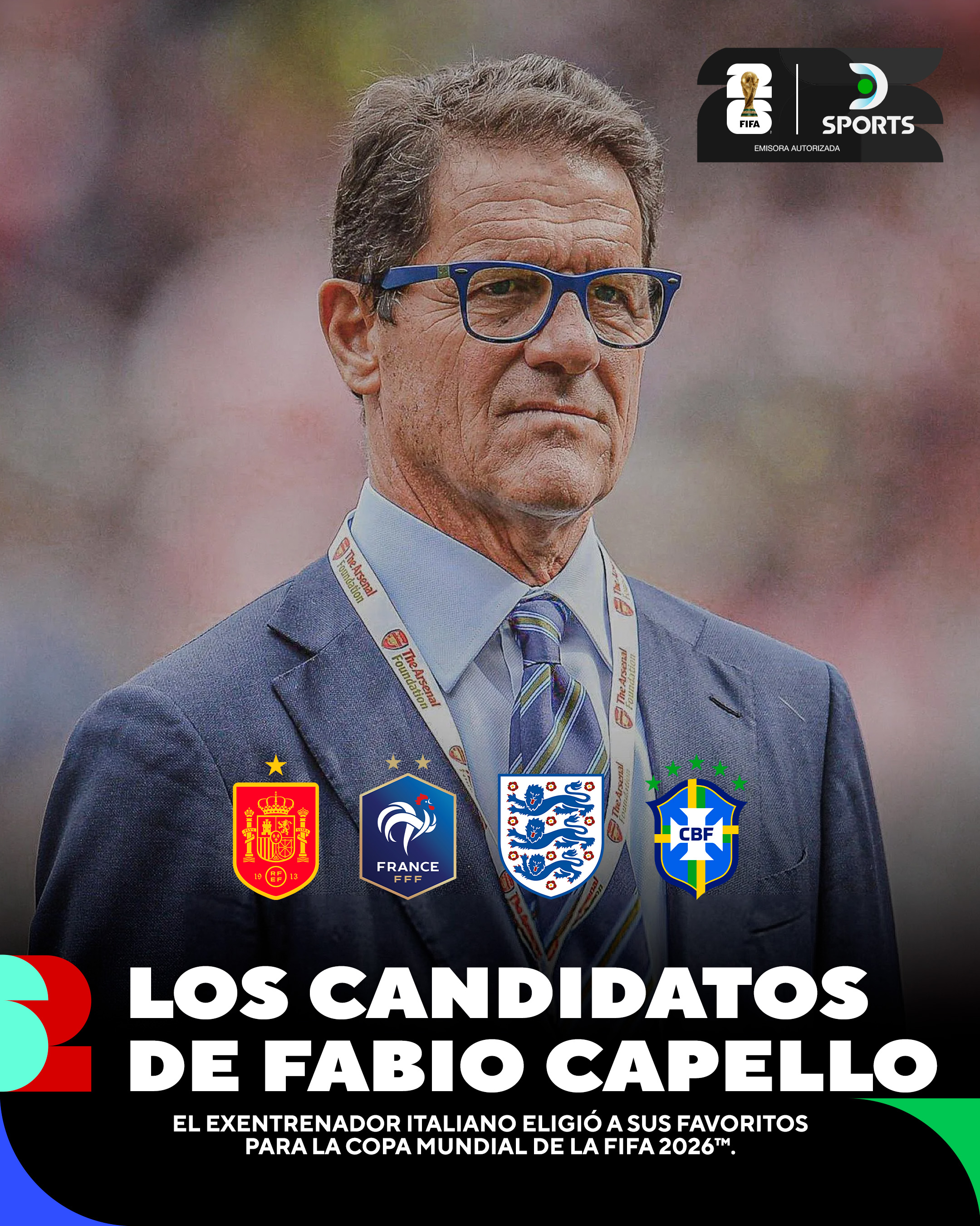 卡佩罗预测世界杯四大热门球队：西班牙，法国，英格兰，巴西