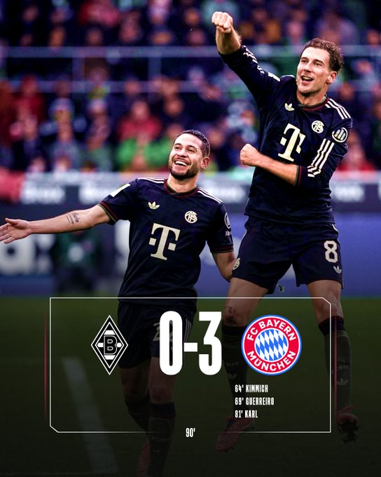 门兴0-3拜仁：大巴延迟胜利不迟，拜仁各项赛事13连胜创纪录