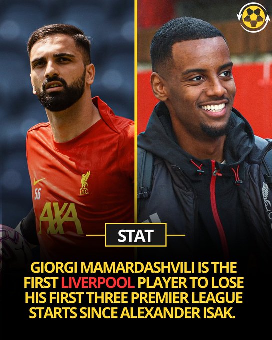 伊萨克&马马尔达什维利，代表利物浦首发的前3场英超全部失利