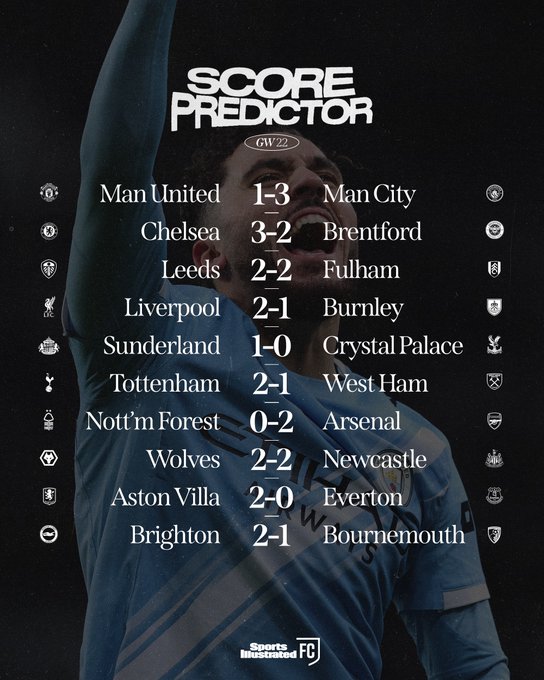 体育画报预测英超：曼联1-3曼城，蓝军3-2小蜜蜂，狼平纽卡