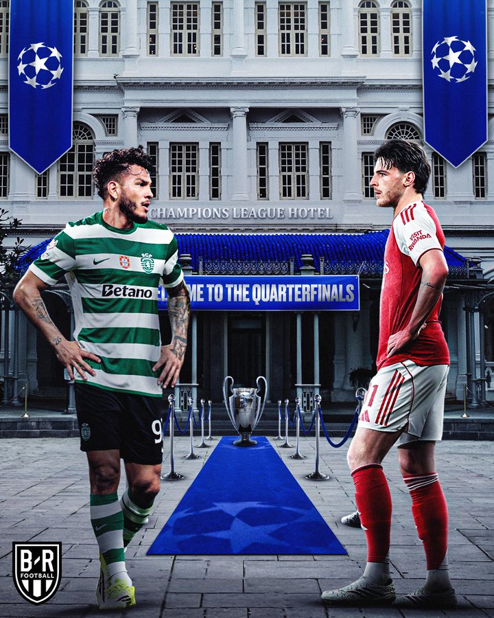 欧冠首场1/4决赛对阵确定：葡萄牙体育VS阿森纳