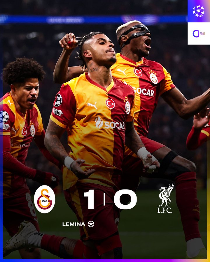 欧冠战况：加拉塔1-0利物浦；马竞5-2热刺；亚特1-6拜仁