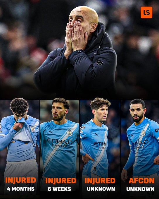 后防都没人了！曼城遭遇严重伤病危机，后防已有4人无法出战比赛