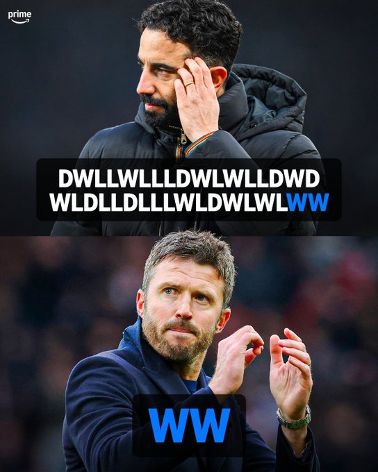 阿莫林35场英超才迎来首次联赛连胜，但卡里克仅用两场就完成了