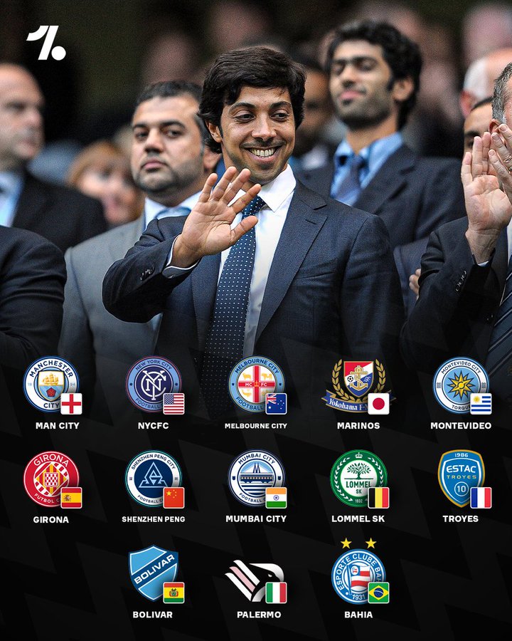 城市足球集团旗下球队统计：包含了曼城，深圳新鹏城等13家球队