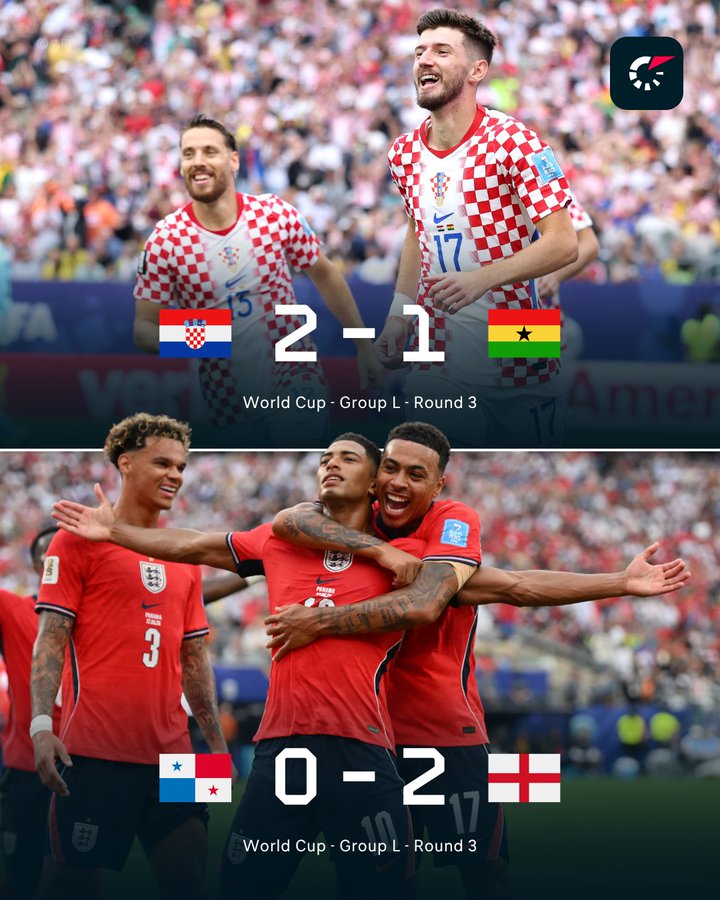 L组第三轮战报：巴拿马0-2英格兰；克罗地亚2-1加纳