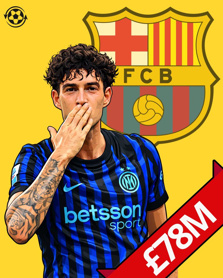 记者：巴萨有意今夏引进巴斯托尼，国米标价7800万英镑