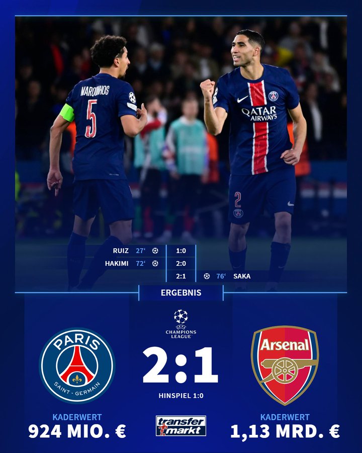 巴黎双杀阿森纳挺进慕尼黑，欧冠决赛将对阵国际米兰