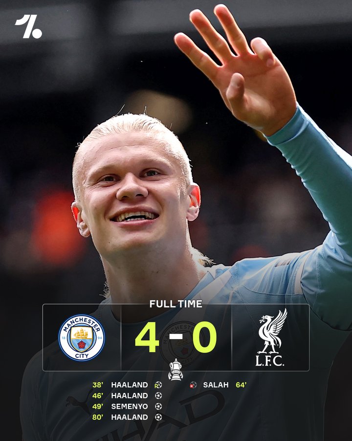 曼城4-0利物浦:哈兰德帽子戏法,蓝月亮晋级足总杯半决赛