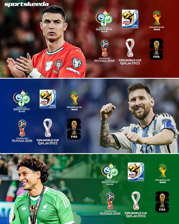 6届世界杯元老：葡萄牙C罗，阿根廷梅西，墨西哥&ldquo;吴镇宇&rdquo;